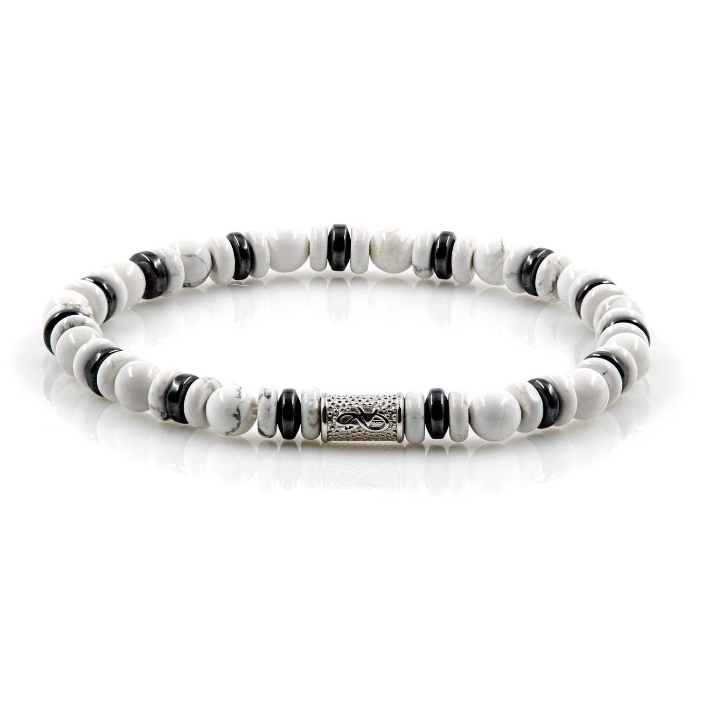Howlith 6mm Perlen Disk AT 925 Sterling Silber