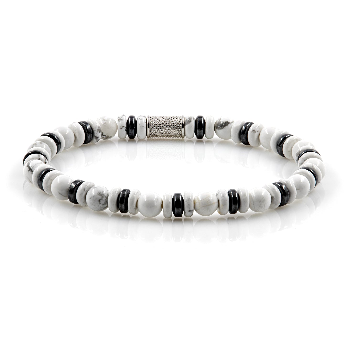 Howlith 6mm Perlen Disk AT 925 Sterling Silber