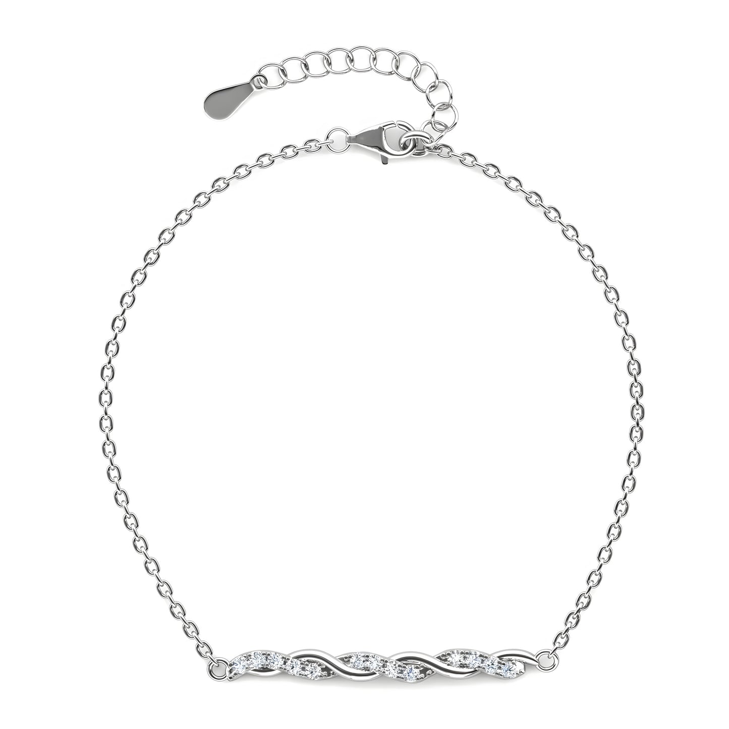 925 Sterling Silber Moissanit Diamant 1,5mm Armband