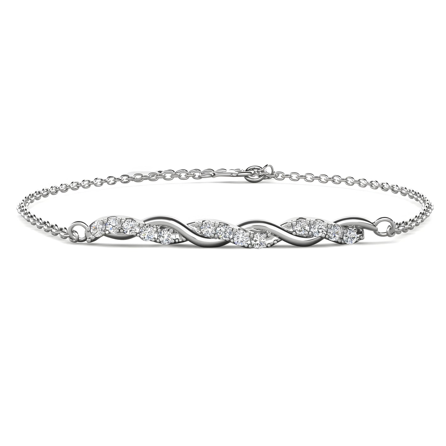 925 Sterling Silber Moissanit Diamant 1,5mm Armband