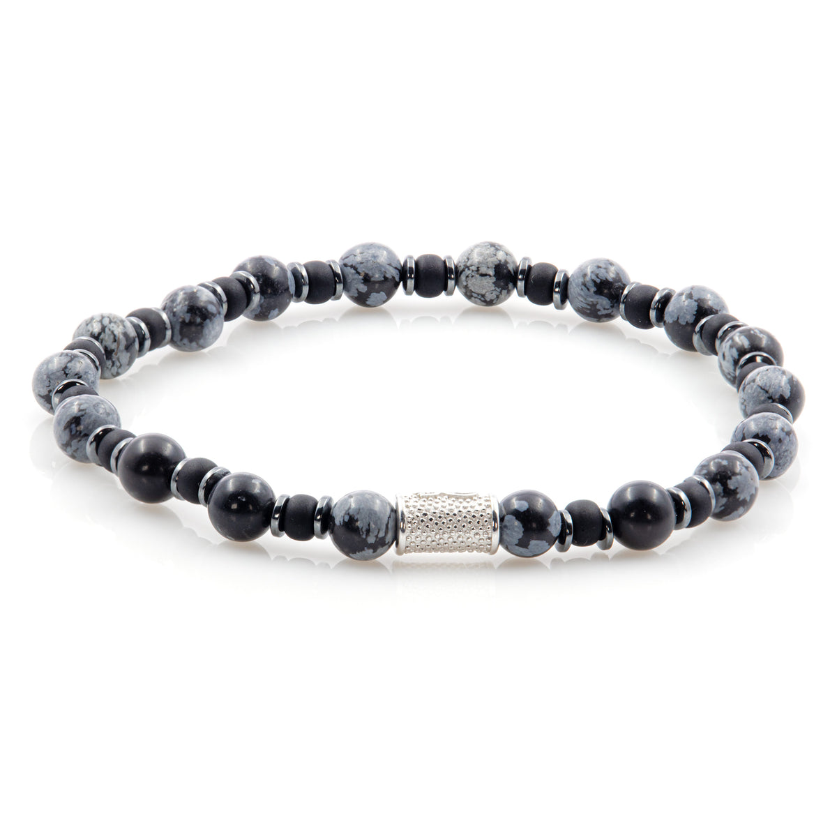 Snowflake Obsidian Perlen 6mm Miyuki Matt Black Hämatit 925 Sterling Silber Rohdiniert