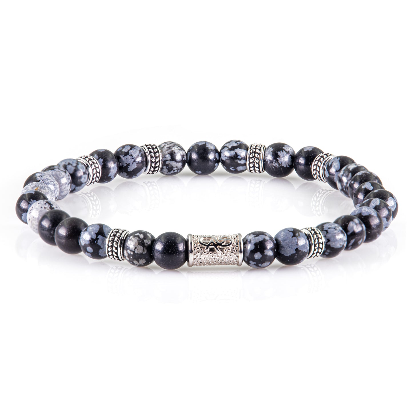 Snowflake Obsidian Silver Orzo 6mm 925 Sterling Silber Rohdiniert