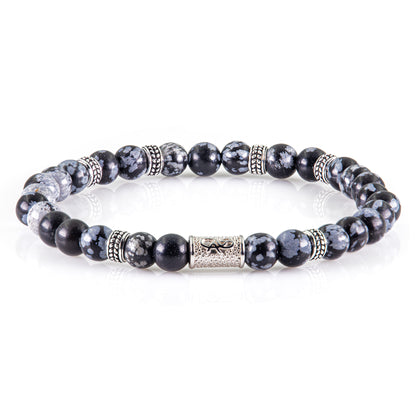Snowflake Obsidian Silver Orzo 6mm 925 Sterling Silber Rohdiniert