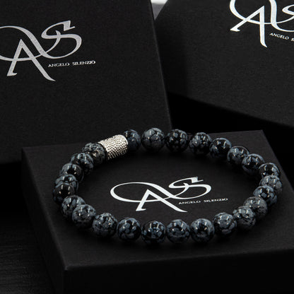 Snowflake Obsidian Perlen 925 Sterling Silber Rohdiniert