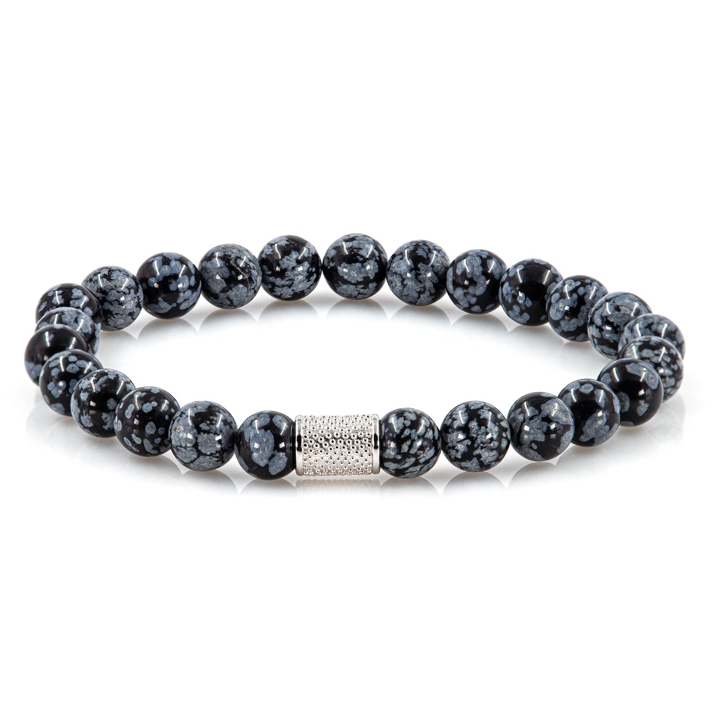 Snowflake Obsidian Perlen 925 Sterling Silber Rohdiniert