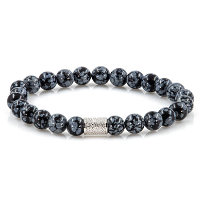 Snowflake Obsidian Perlen 925 Sterling Silber Rohdiniert