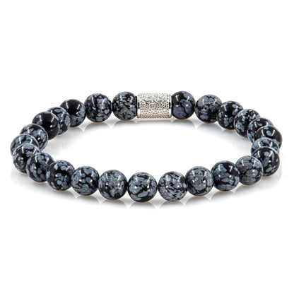 Snowflake Obsidian Perlen 925 Sterling Silber Rohdiniert