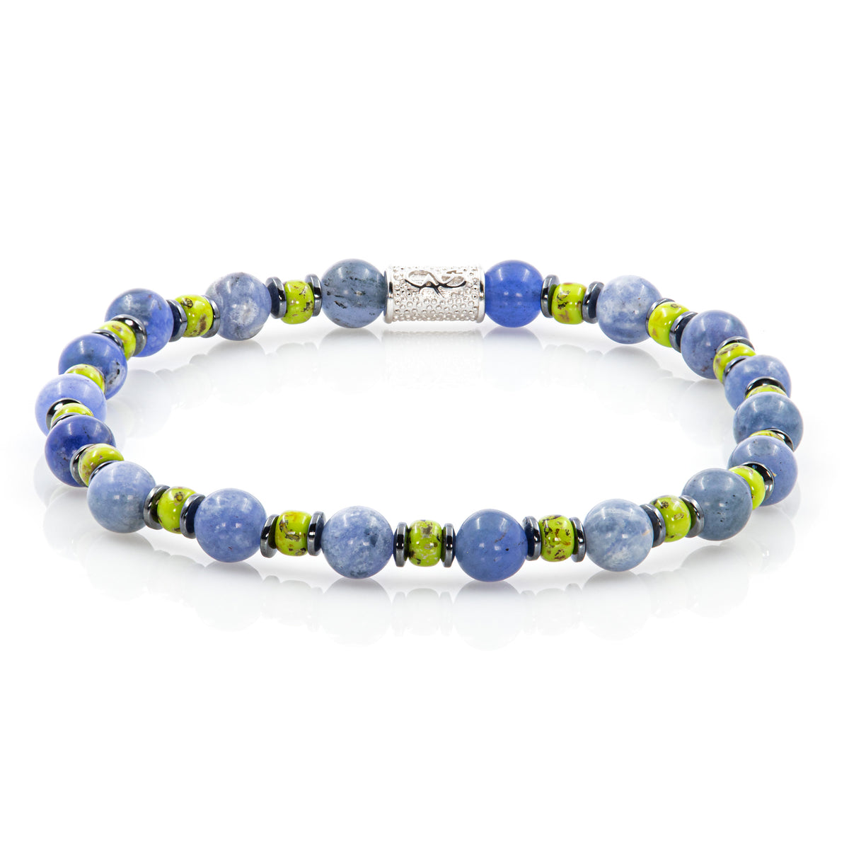 Sodalith Perlen 6mm Miyuki Picasso Chartreuse Hämatit 925 Sterling Silber Rohdiniert