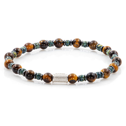 Tigerauge Perlen 6mm Miyuki Picasso Montana Hämatit 925 Sterling Silber Rohdiniert