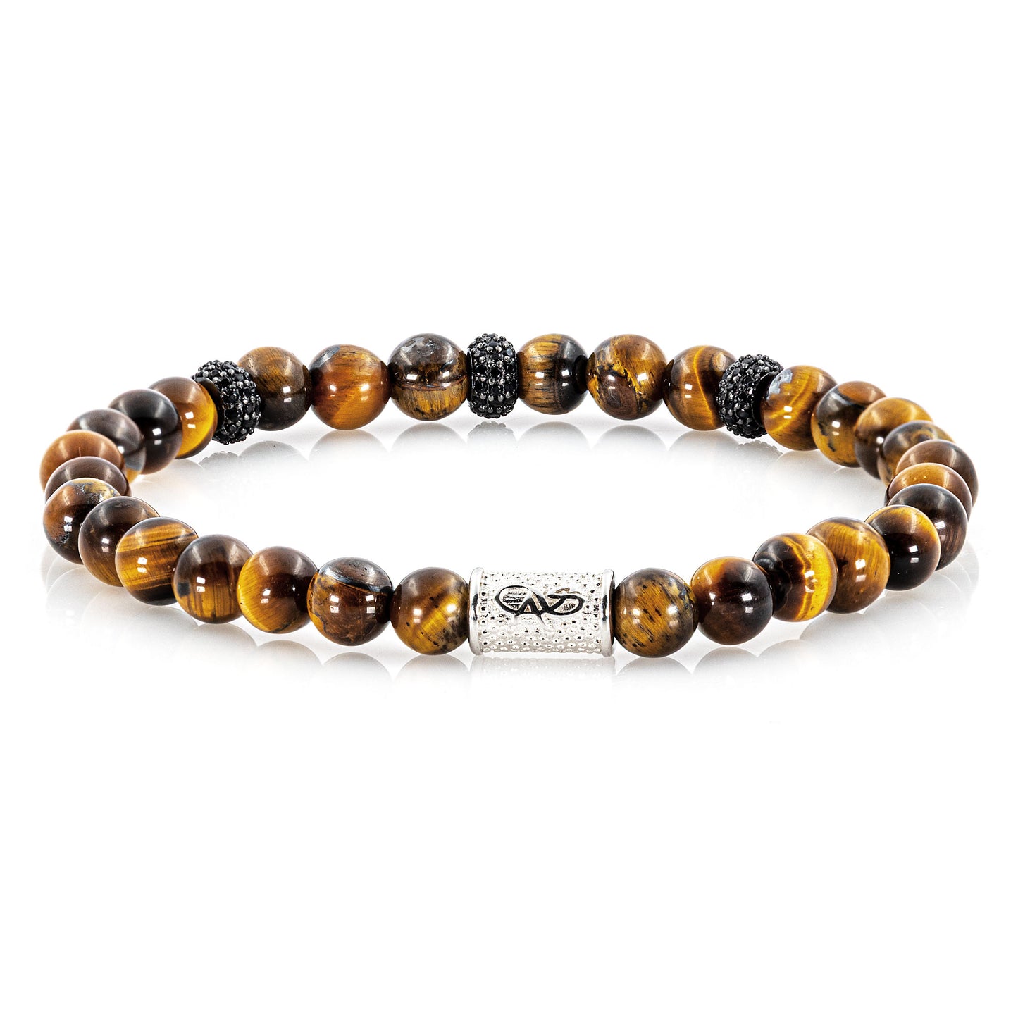 Tigerauge SilverLine Zirkon 6mm S 925 Sterling Silber Rohdiniert