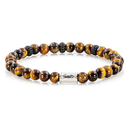 Tigerauge SilverLine Zirkon 6mm S 925 Sterling Silber Rohdiniert
