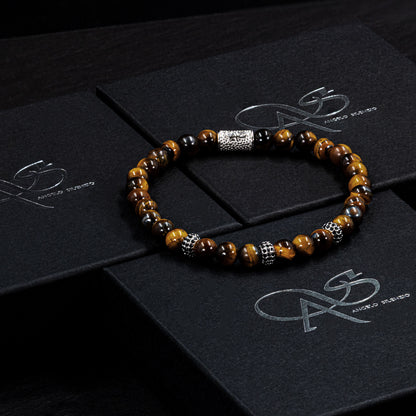 Tigerauge SilverLine Zirkon 6mm S 925 Sterling Silber Rohdiniert
