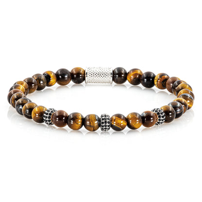 Tigerauge SilverLine Zirkon 6mm S 925 Sterling Silber Rohdiniert
