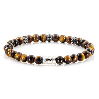 Tigerauge SilverLine Zirkon 6mm S 925 Sterling Silber Rohdiniert