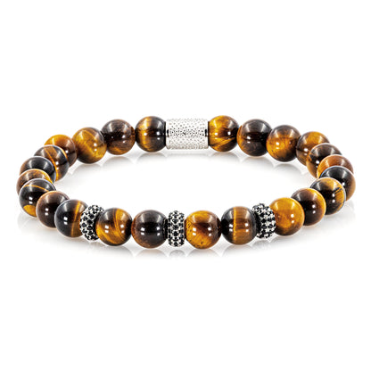 Tigerauge SilverLine Zirkon 8mm S 925 Sterling Silber Rohdiniert