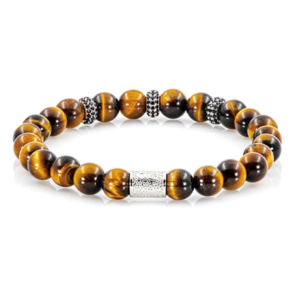 Tigerauge SilverLine Zirkon 8mm S 925 Sterling Silber Rohdiniert