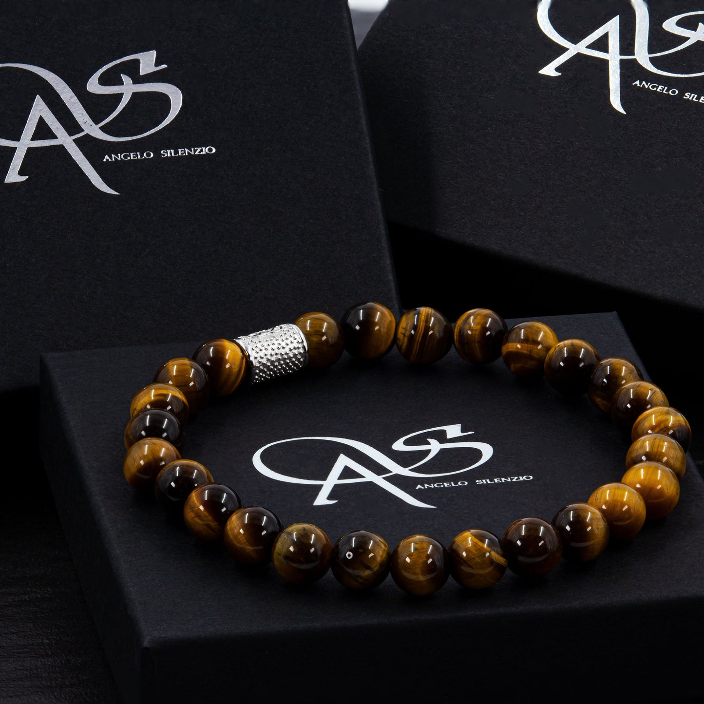 Tigerauge Perlen 925 Sterling Silber Rohdiniert