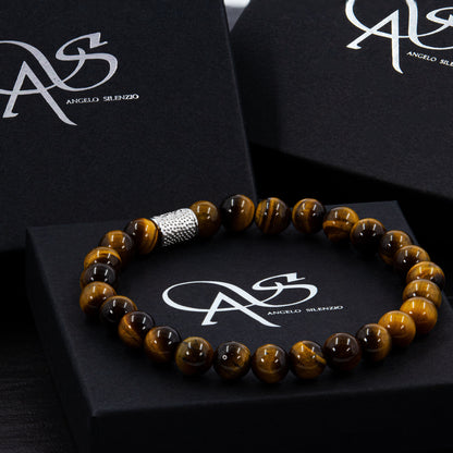 Tigerauge Perlen 925 Sterling Silber Rohdiniert
