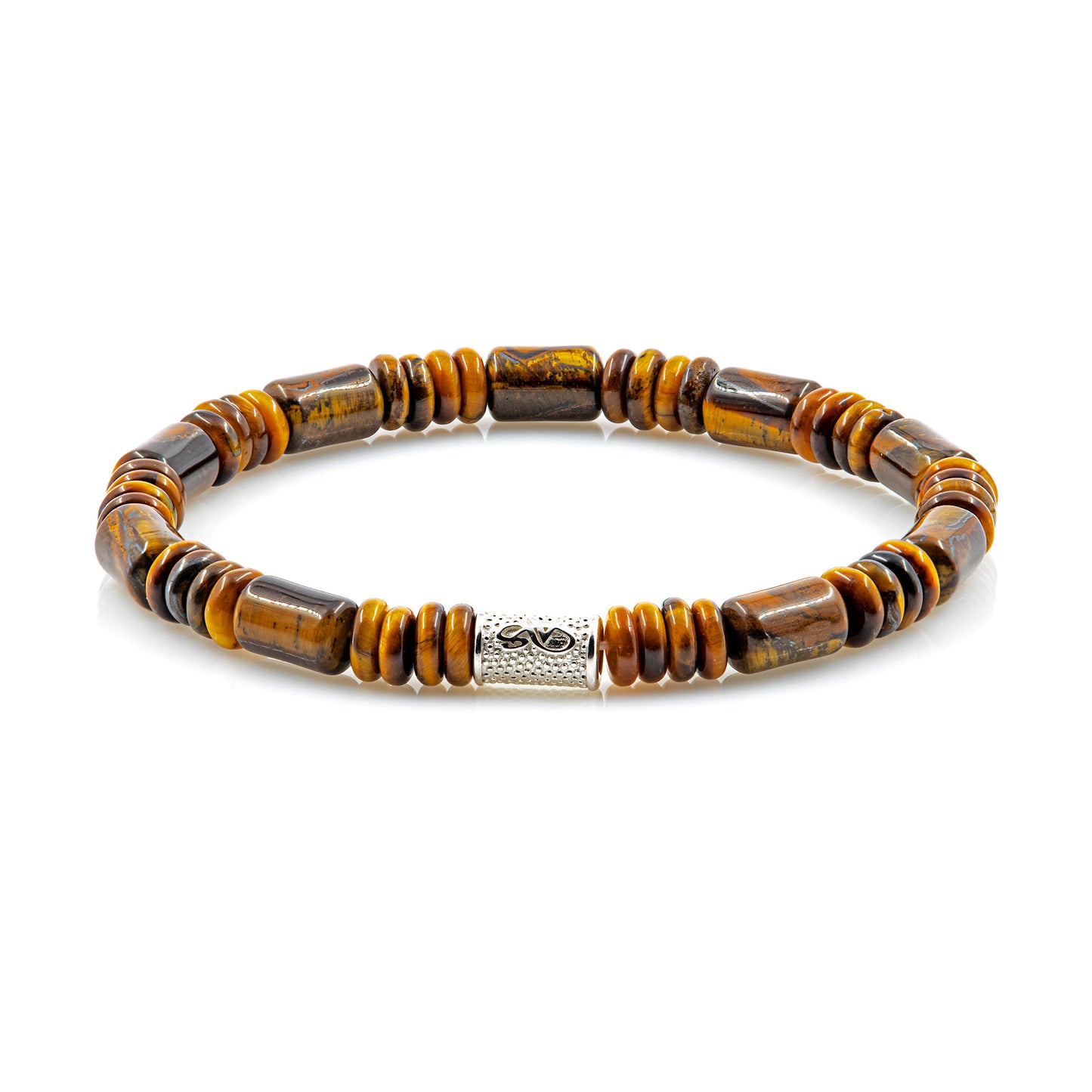 Tigerauge Perlen 6mm Disk 925 Sterling Silber