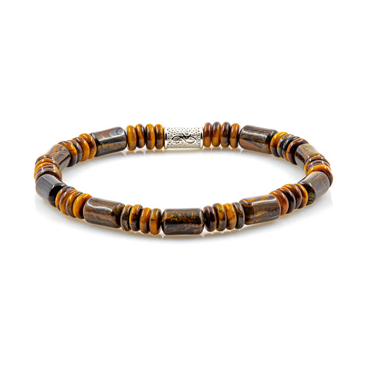 Tigerauge Perlen 6mm Disk 925 Sterling Silber