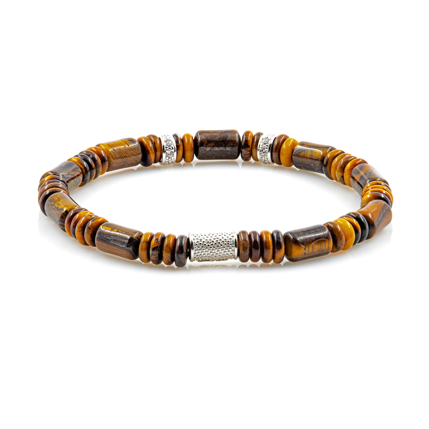 Tigerauge Perlen 6mm Disk Z 925 Sterling Silber