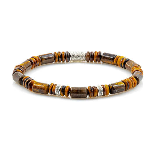 Tigerauge Perlen 6mm Disk Z 925 Sterling Silber