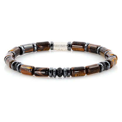 Tigerauge SilverLine Zirkon 6mm S 925 Sterling Silber Rohdiniert