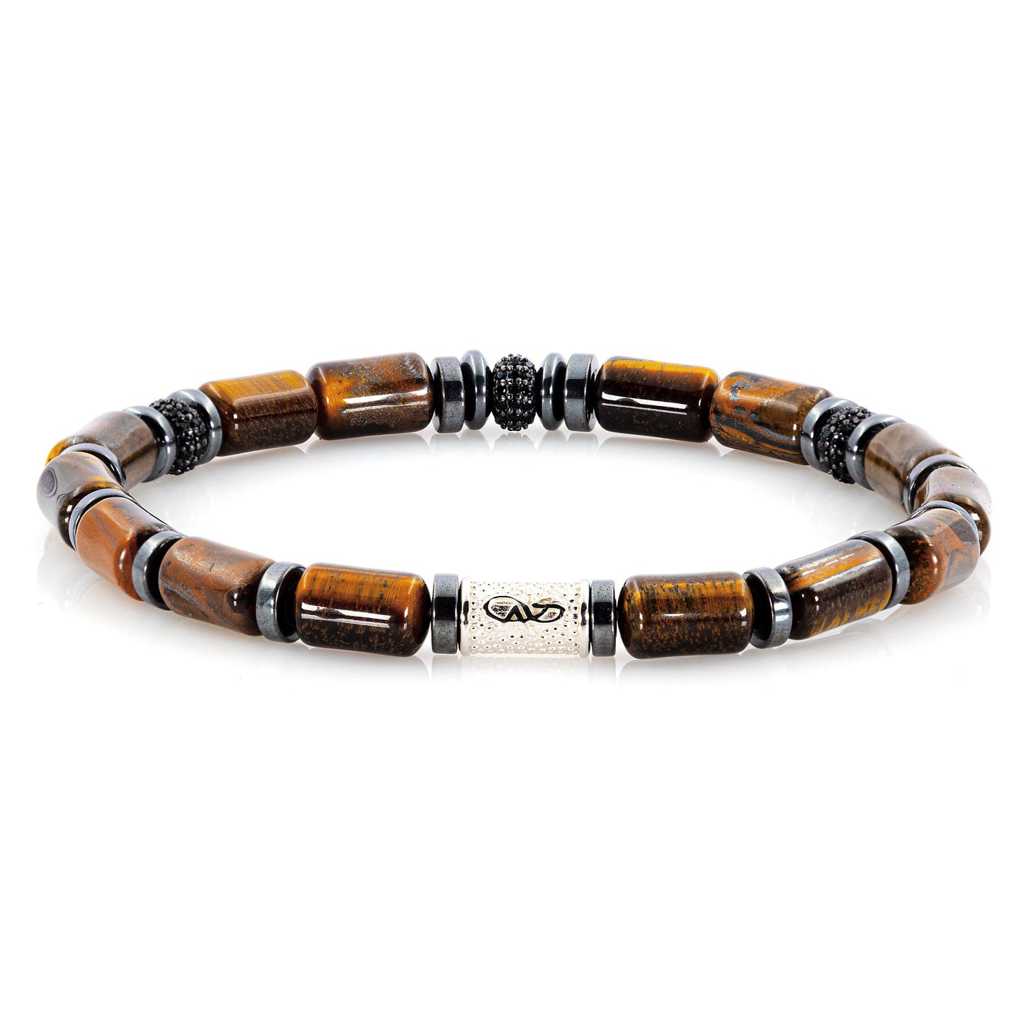Tigerauge SilverLine Zirkon 6mm S 925 Sterling Silber Rohdiniert