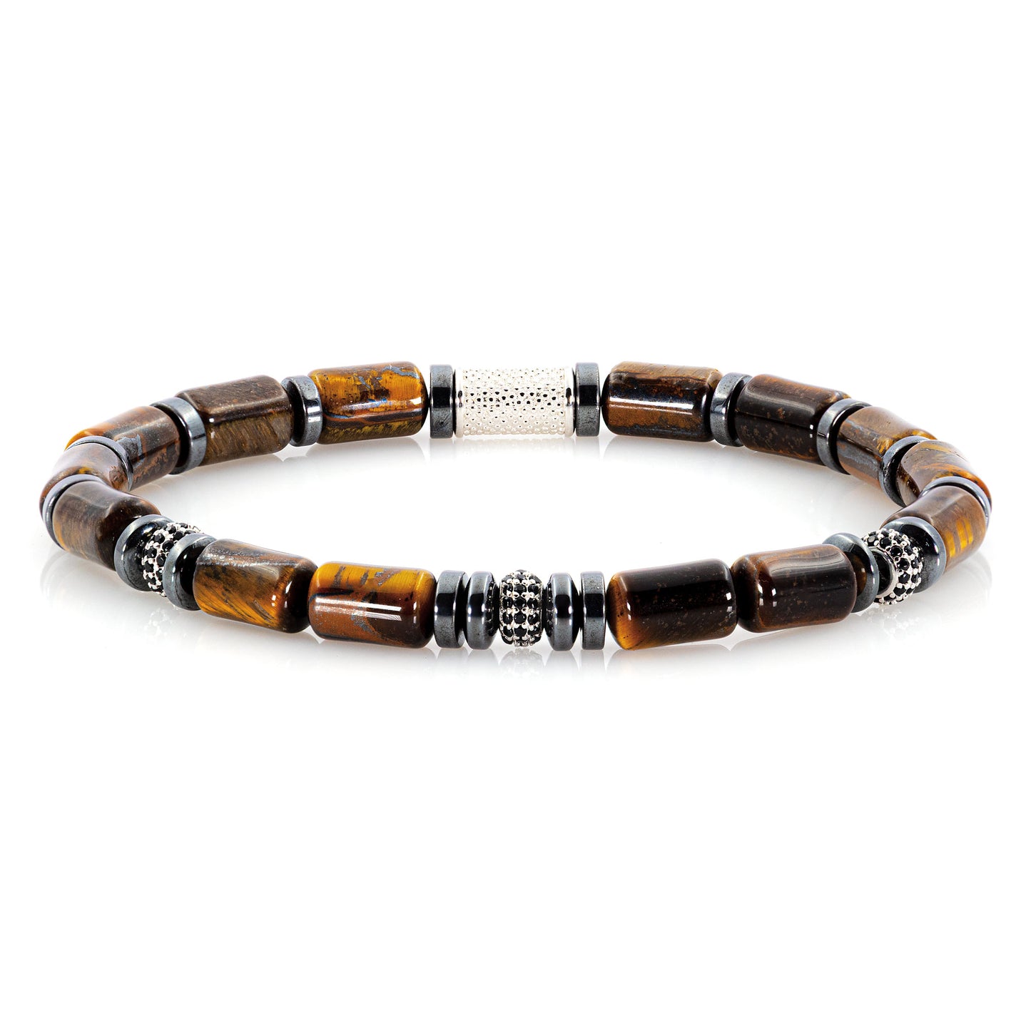 Tigerauge SilverLine Zirkon 6mm S 925 Sterling Silber Rohdiniert