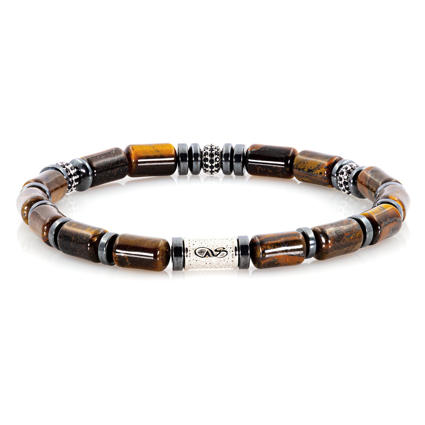 Tigerauge SilverLine Zirkon 6mm S 925 Sterling Silber Rohdiniert