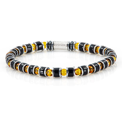 Black Obsidian Miyuki Perlen 925 Sterling Silber Rohdiniert 6mm