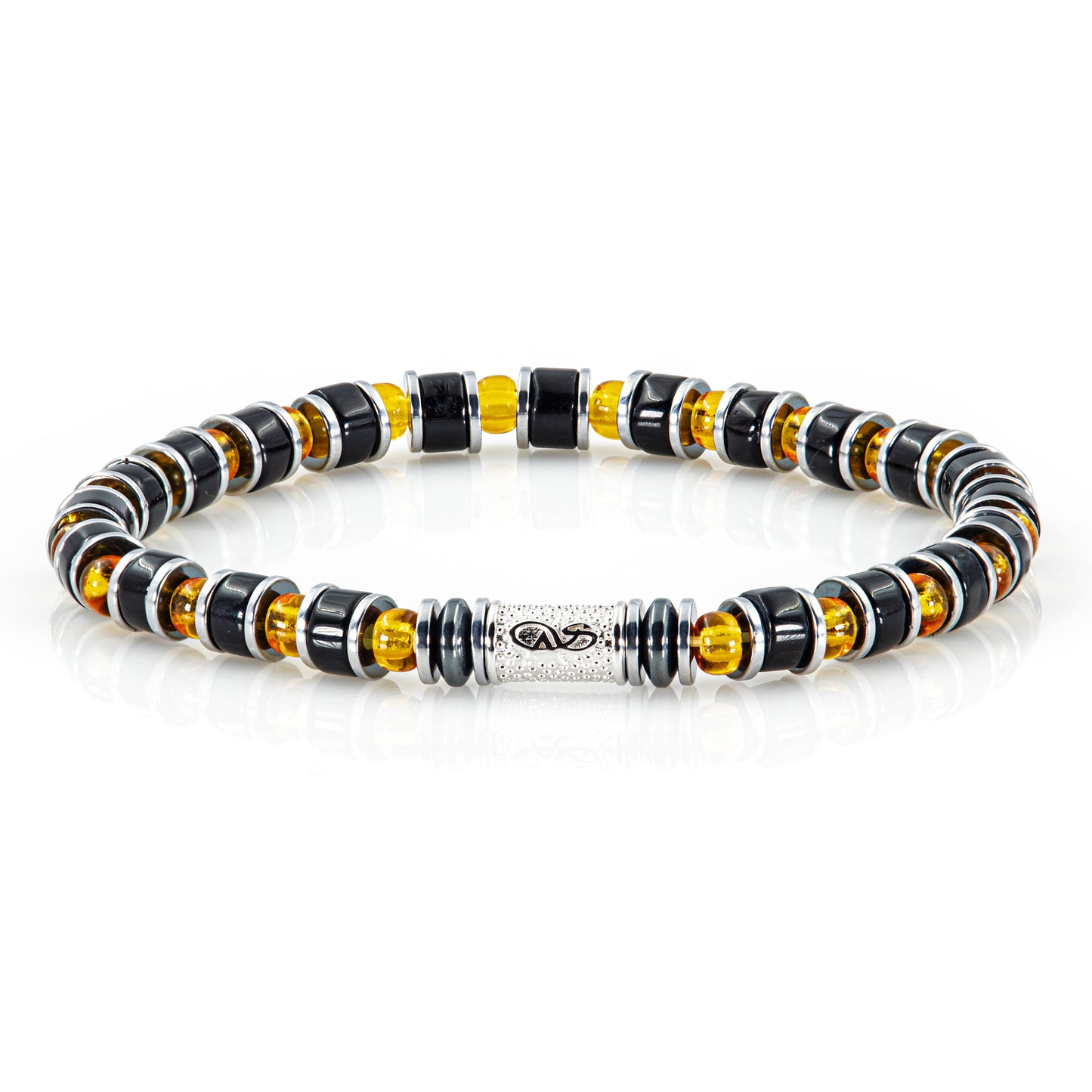 Black Onyx Miyuki Perlen 925 Sterling Silber Rohdiniert 6mm