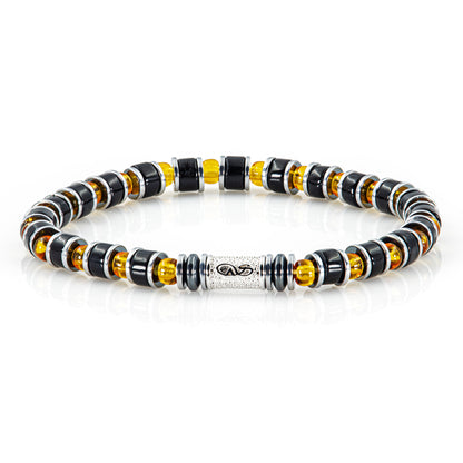 Black Obsidian Miyuki Perlen 925 Sterling Silber Rohdiniert 6mm