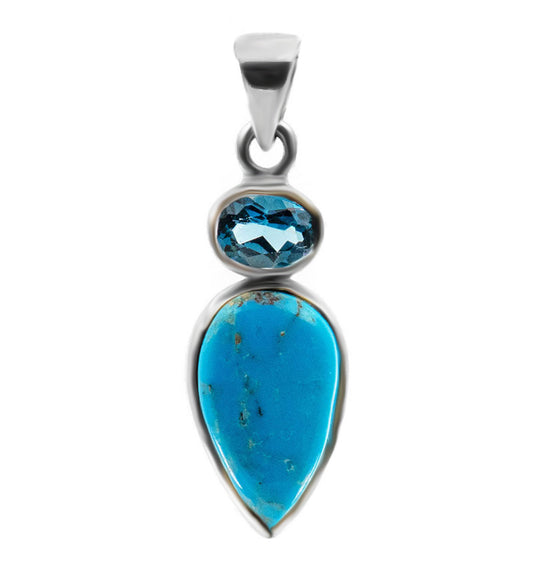 Arizona Türkis Blautopas 925 Sterling Silber Anhänger