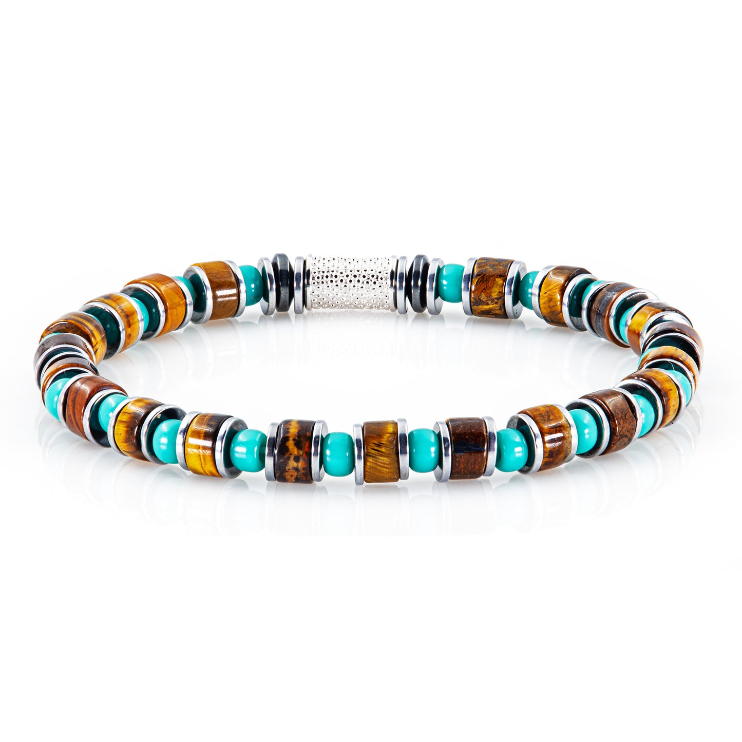 Tigerauge Miyuki Perlen 925 Sterling Silber Rohdiniert 6mm