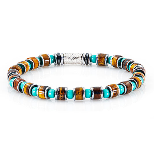 Tigerauge Miyuki Perlen 925 Sterling Silber Rohdiniert 6mm