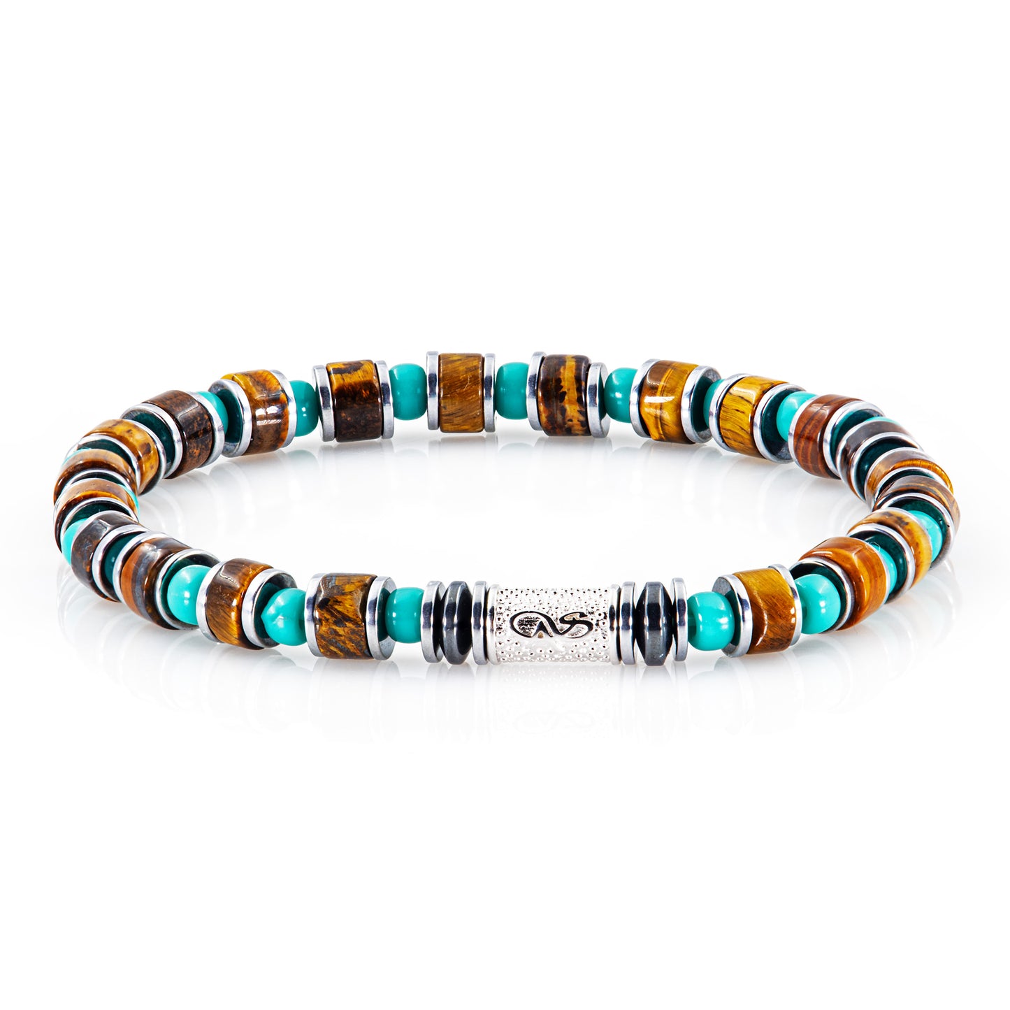 Tigerauge Miyuki Perlen 925 Sterling Silber Rohdiniert 6mm