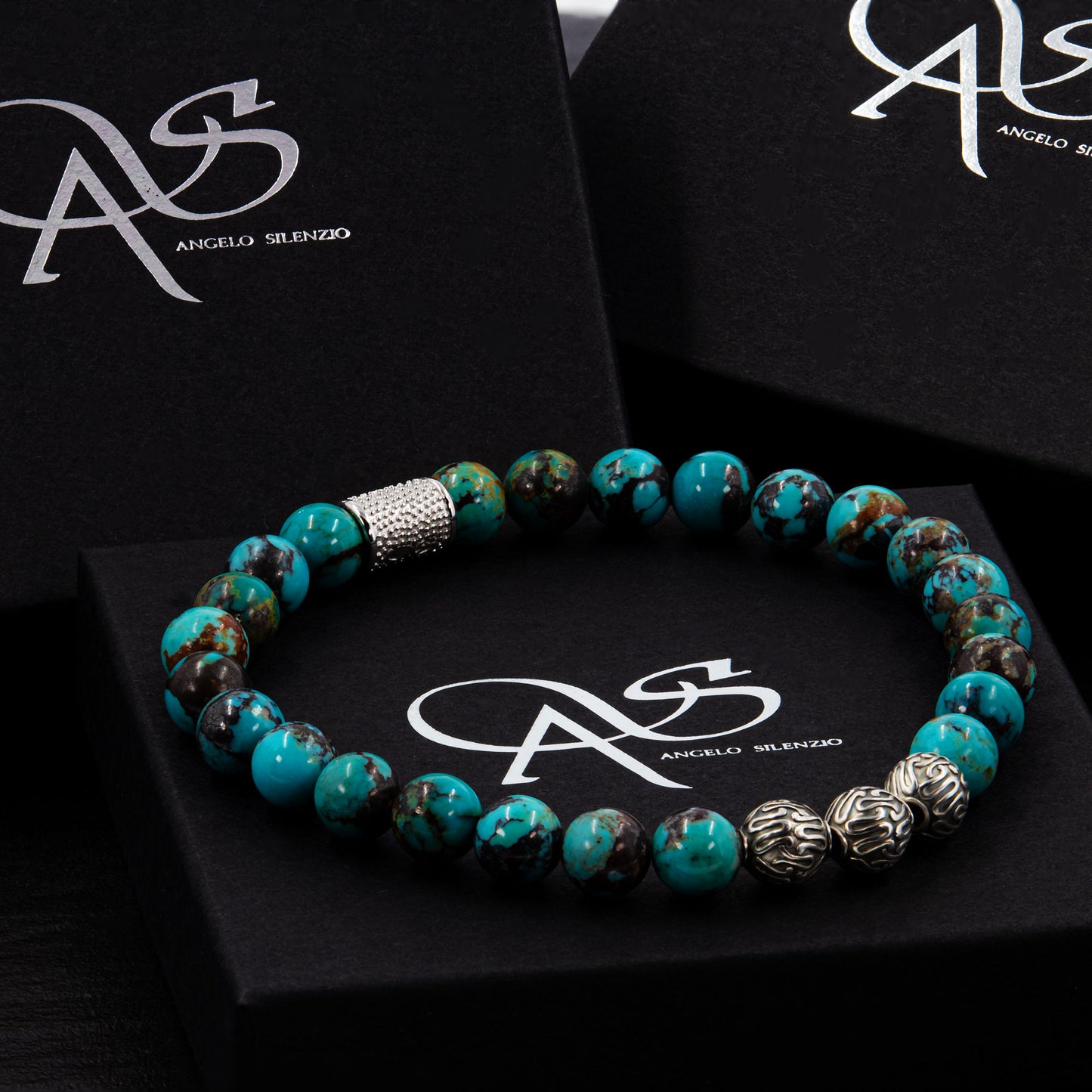 Türkis Perlen Roma Silver 925 Sterling Silber Rohdiniert