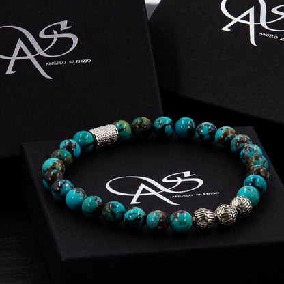 Türkis Perlen Roma Silver 925 Sterling Silber Rohdiniert