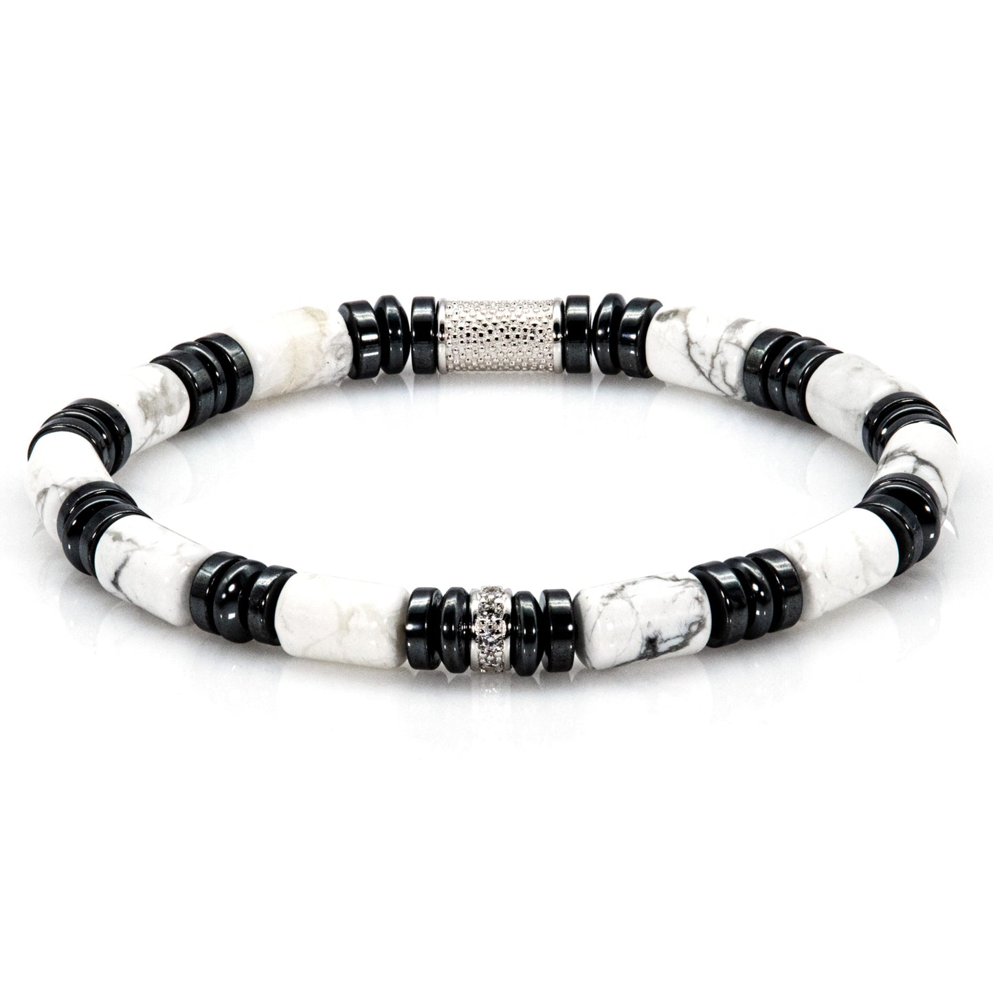 White Turquoise Perlen 6mm 925 Sterling Silber