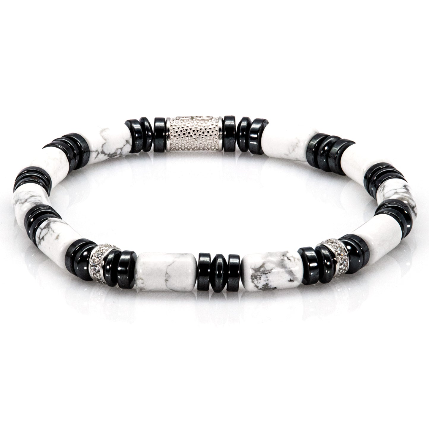 White Turquoise Perlen 6mm 925 Sterling Silber