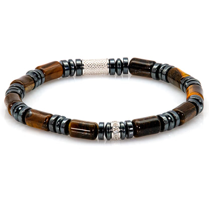 Tigerauge Perlen 6mm 925 Sterling Silber