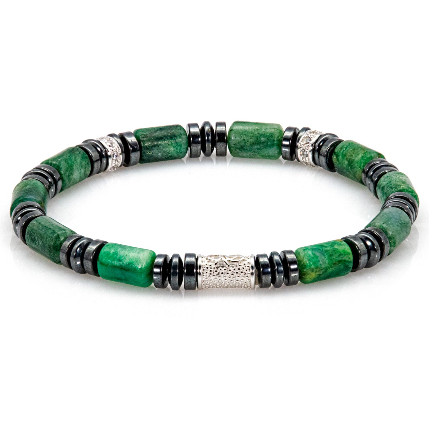 African Green Jade Perlen 6mm 925 Sterling Silber