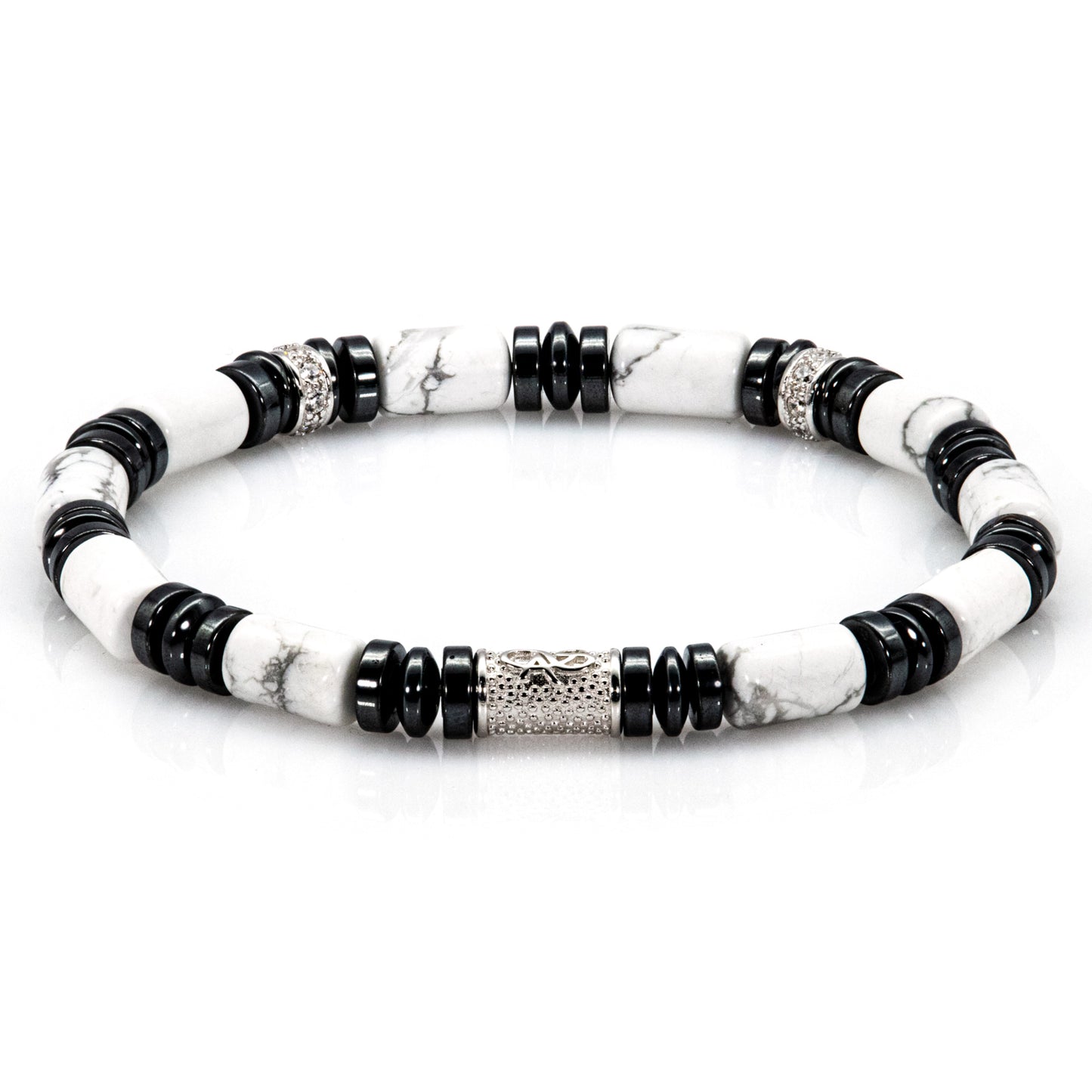 White Turquoise Perlen 6mm 925 Sterling Silber