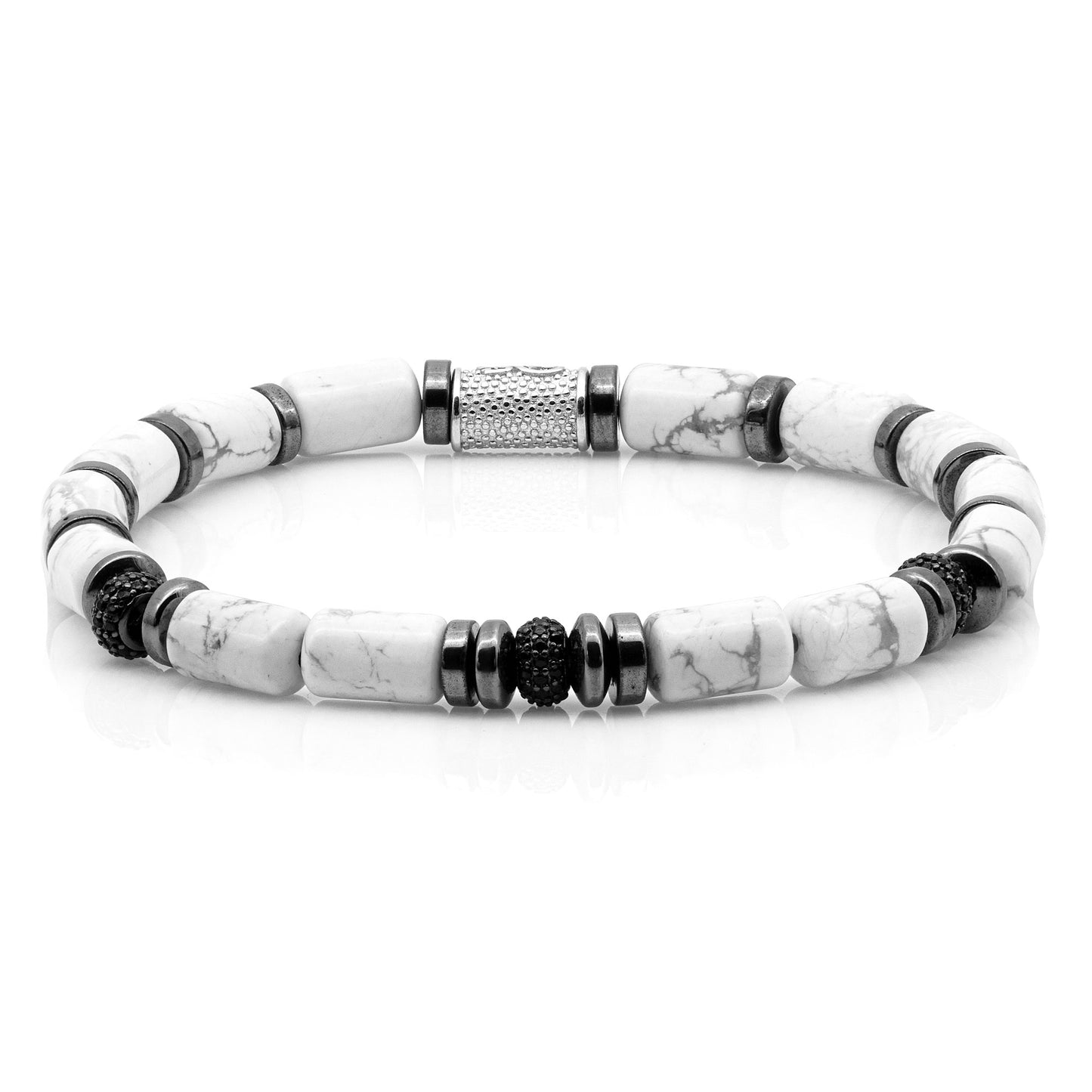 White Turquoise SilverLine Zirkon 6mm S 925 Sterling Silber Rohdiniert