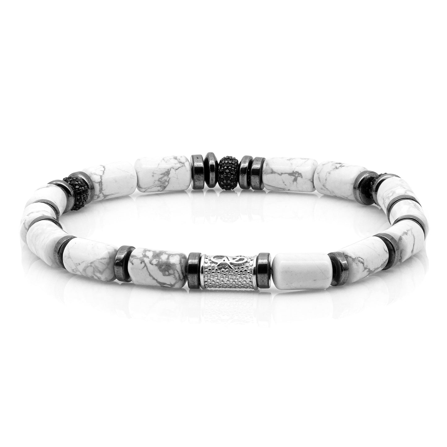 White Turquoise SilverLine Zirkon 6mm S 925 Sterling Silber Rohdiniert
