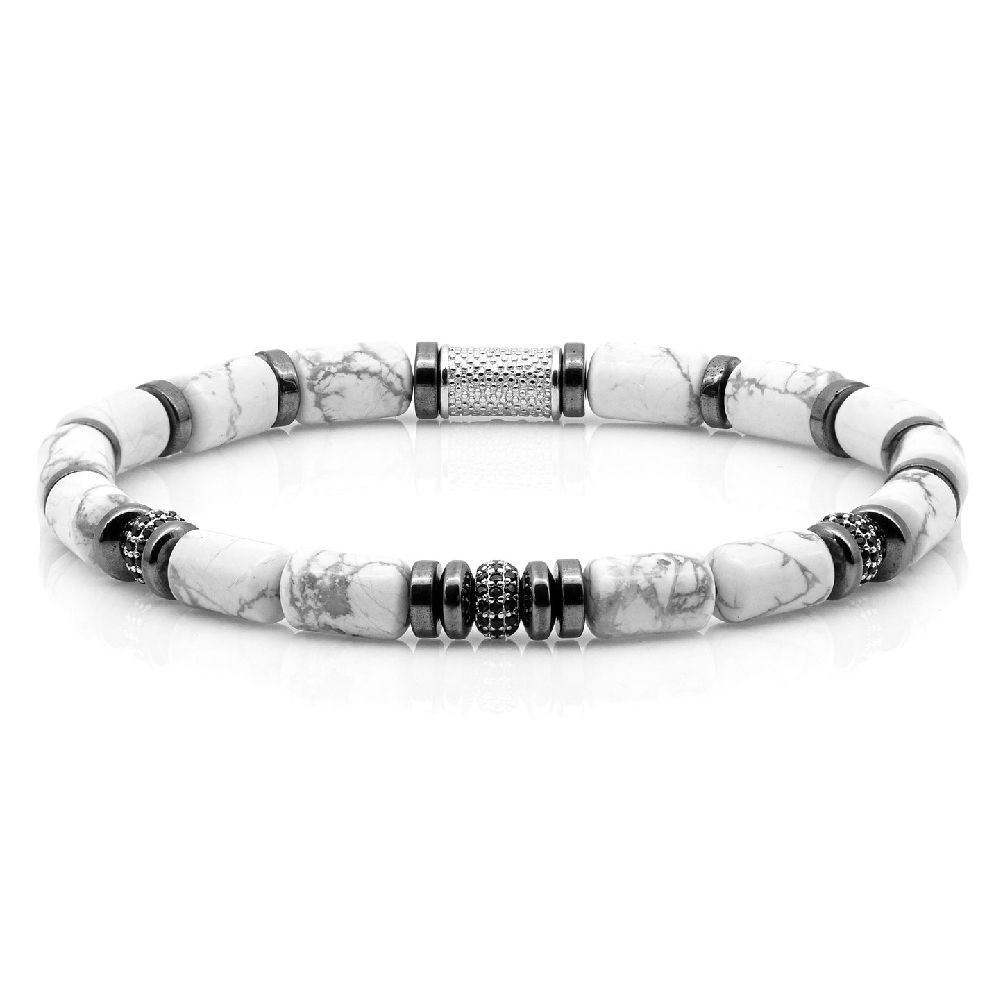 White Turquoise SilverLine Zirkon 6mm S 925 Sterling Silber Rohdiniert