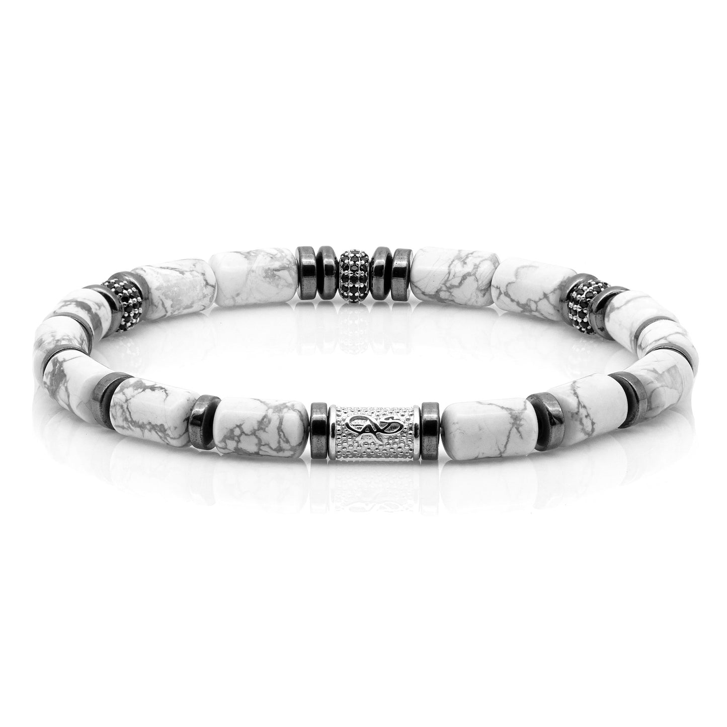 White Turquoise SilverLine Zirkon 6mm S 925 Sterling Silber Rohdiniert